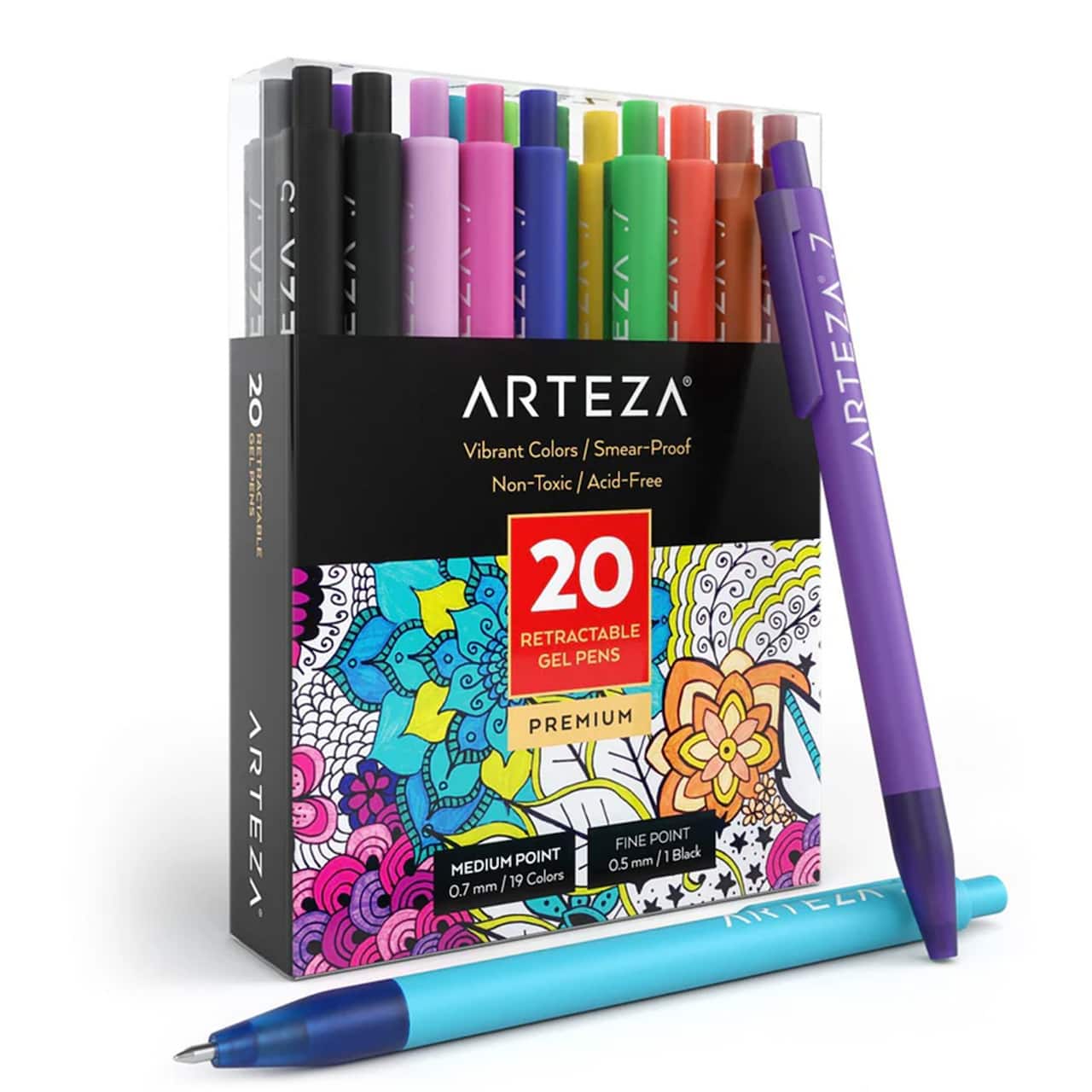 Arteza® Medium & Fine Point Retractable Gel Pen Set